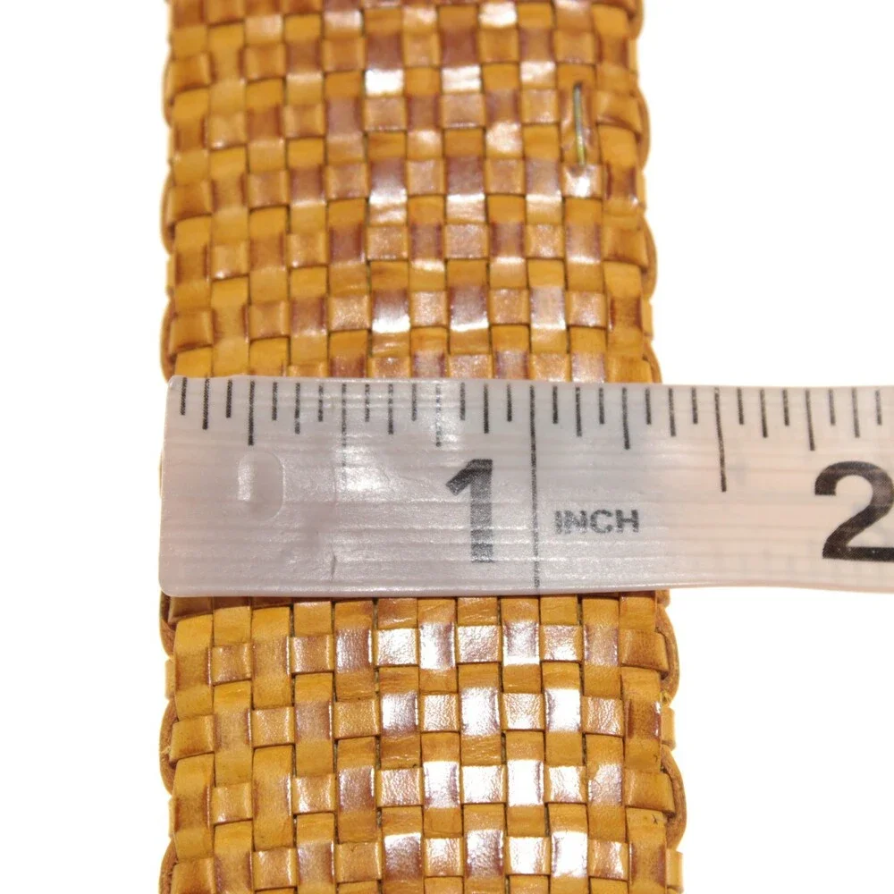 Garmany NWT Woven Belt Size 105 (US 40) in Yellow Leather Made in Italy